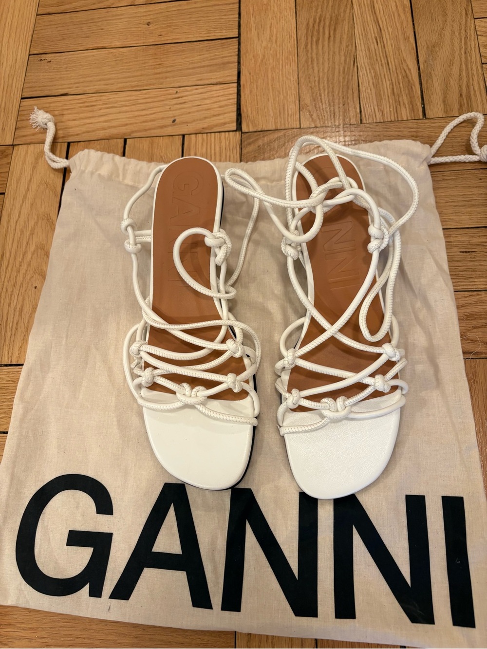 Ganni White Strappy Sandals